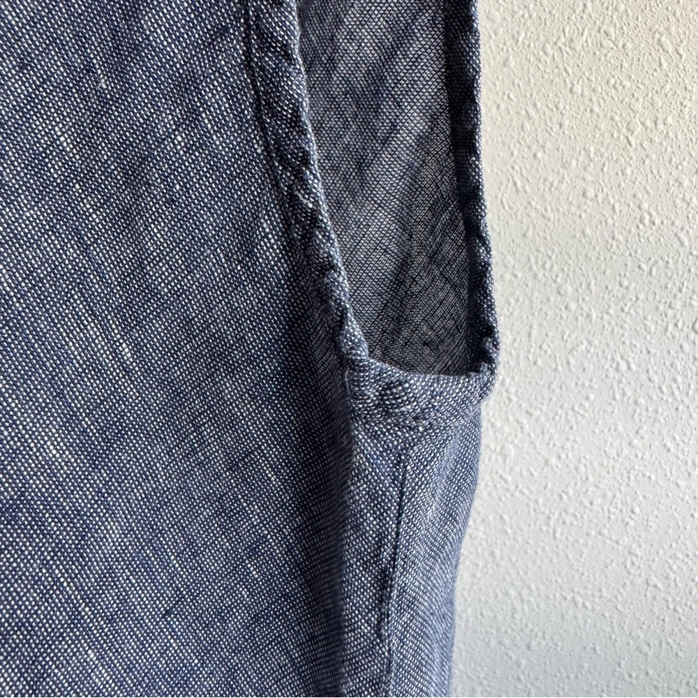 Flax Blue Sleeveless Linen Blend Tank Top - Picture 3 of 6